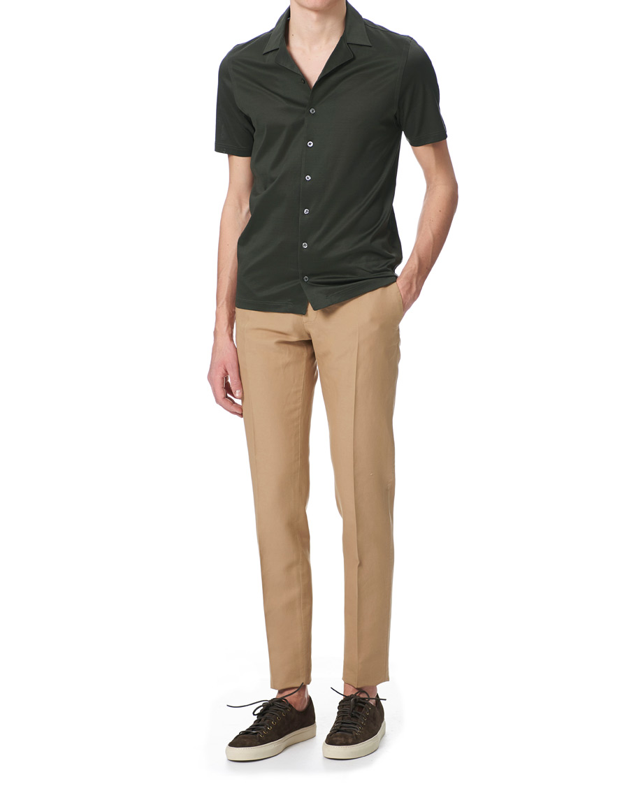 Homme | Polos | Gran Sasso | Mercirized Cotton Bowling Shirt Green