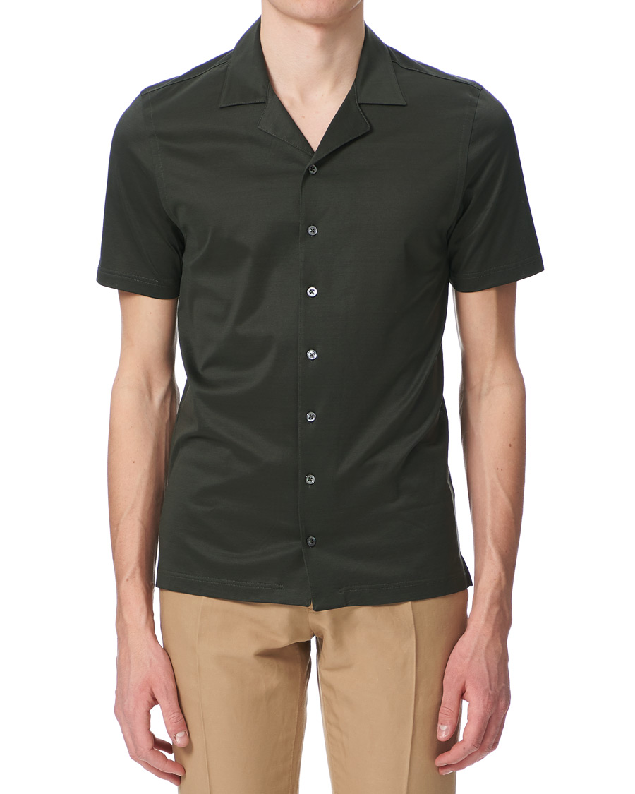 Homme | Polos | Gran Sasso | Mercirized Cotton Bowling Shirt Green
