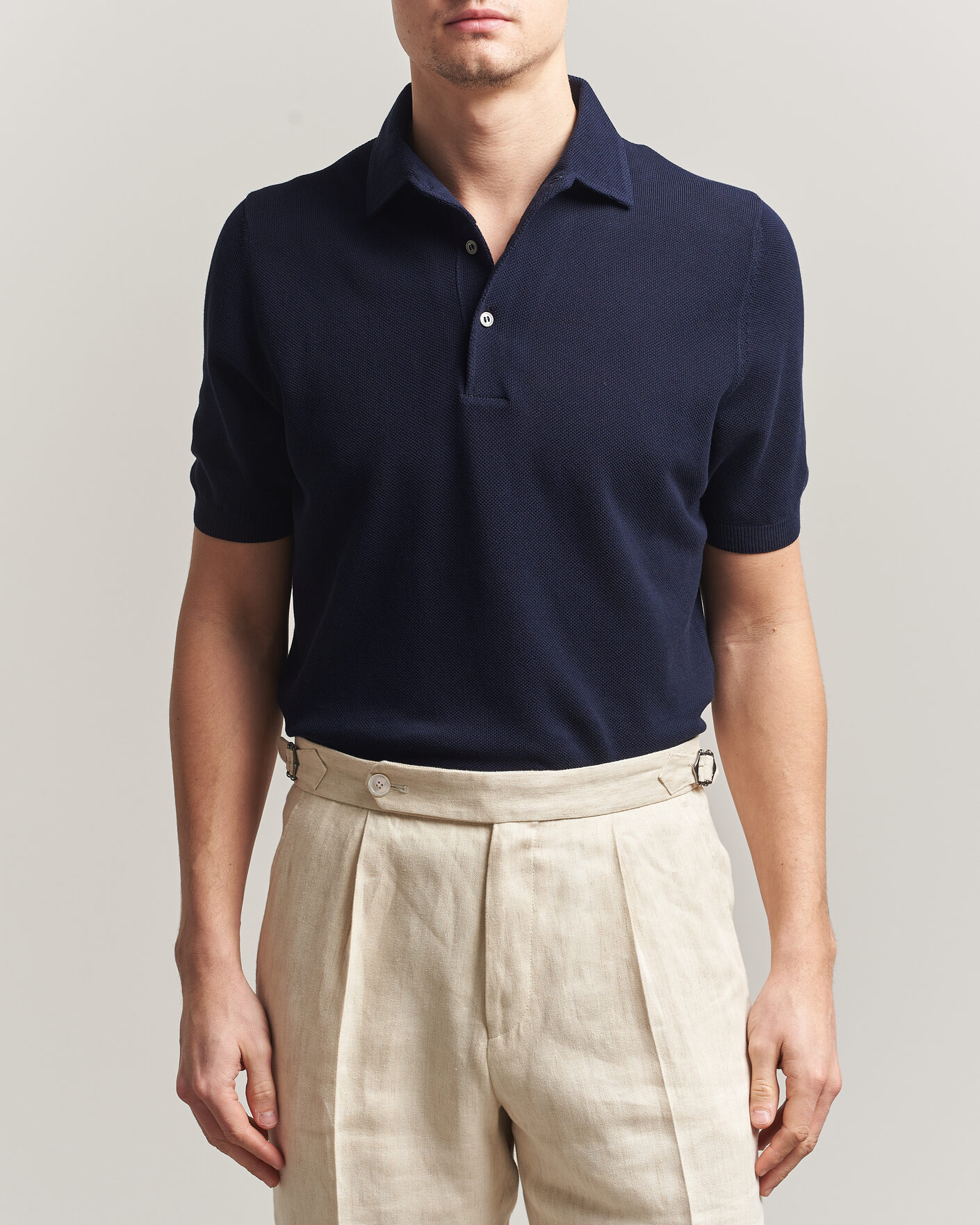 Homme | Polos | Gran Sasso | Structured Cotton Polo Navy