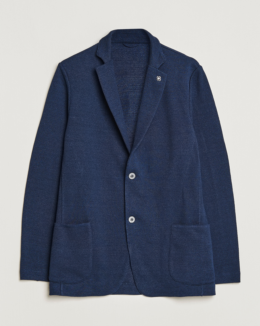 Homme | Blazers | Gran Sasso | Structured Cotton/Linen Blazer Navy