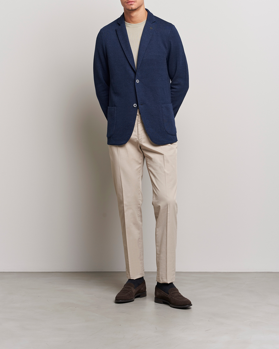 Heren | Blazers | Gran Sasso | Structured Cotton/Linen Blazer Navy
