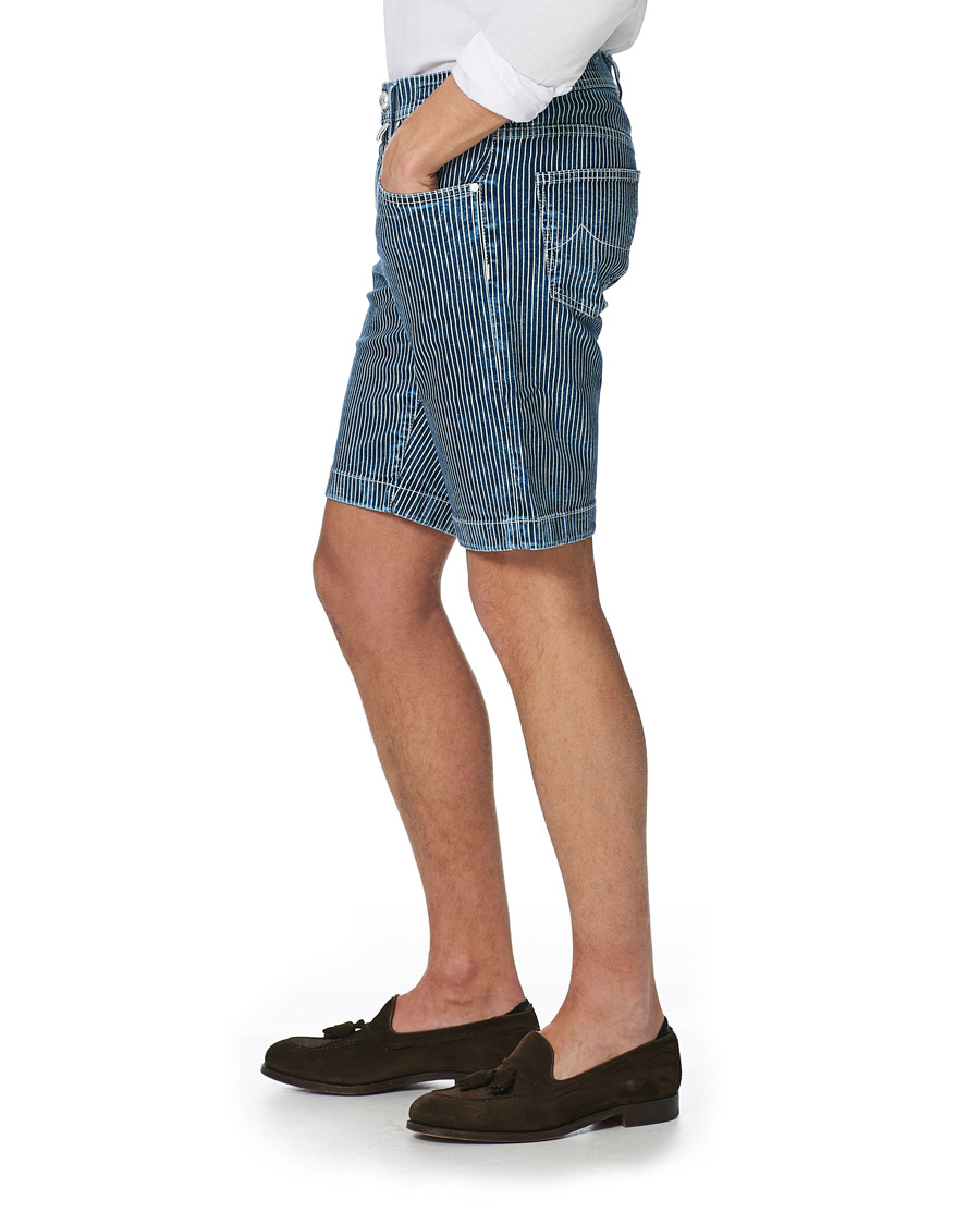 Homme | Shorts | Jacob Cohën | 6636 Striped Jeans Shorts Blue/White