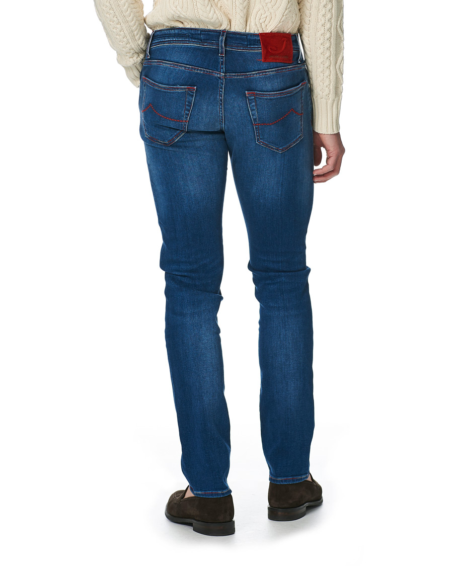 Homme | Jeans | Jacob Cohën | 622 Slim Fit Contrast Stiching Jeans Mid Blue