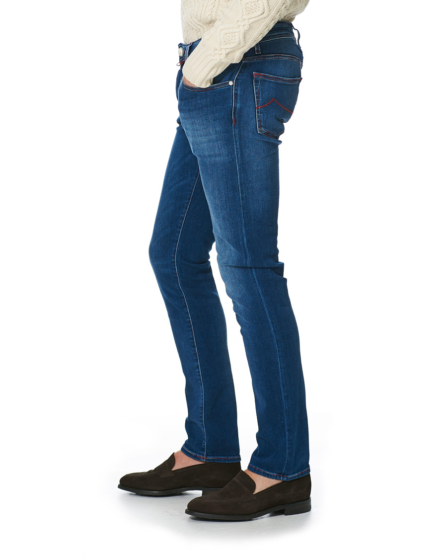 Homme | Jeans | Jacob Cohën | 622 Slim Fit Contrast Stiching Jeans Mid Blue