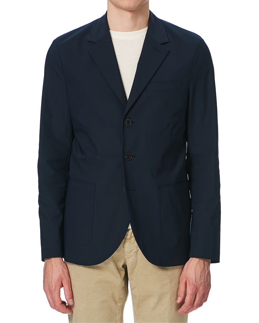 Homme | Blazers | Harris Wharf London | Light Technic Travel Blazer Dark Blue