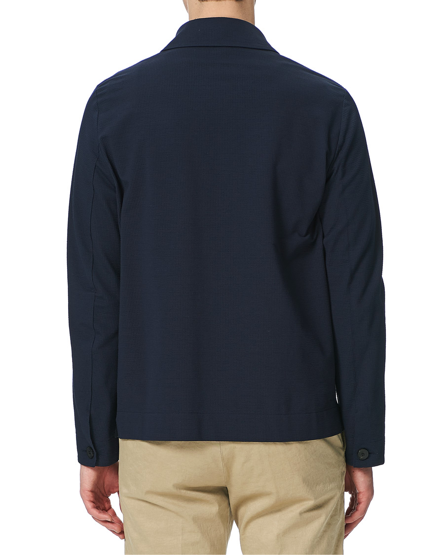 Homme | Chemises | Harris Wharf London | Cool Max Cotton Seersucker Overshirt Navy
