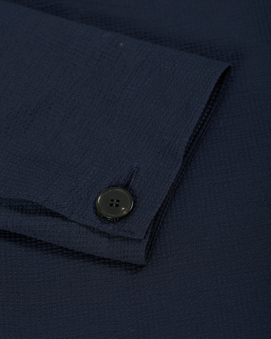 Homme | Chemises | Harris Wharf London | Cool Max Cotton Seersucker Overshirt Navy