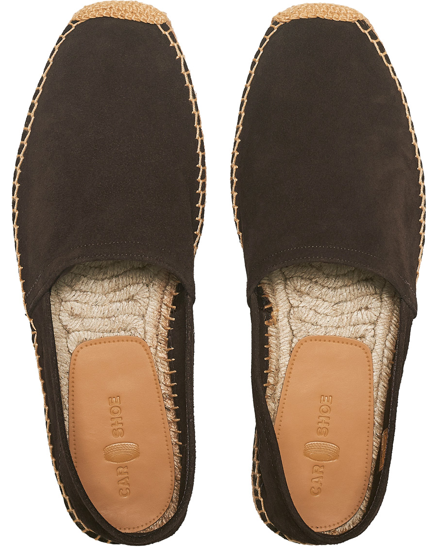 Heren | Car Shoe Flex Sole Espadrillas Dark Brown Suede | Car Shoe | Flex Sole Espadrillas Dark Brown Suede