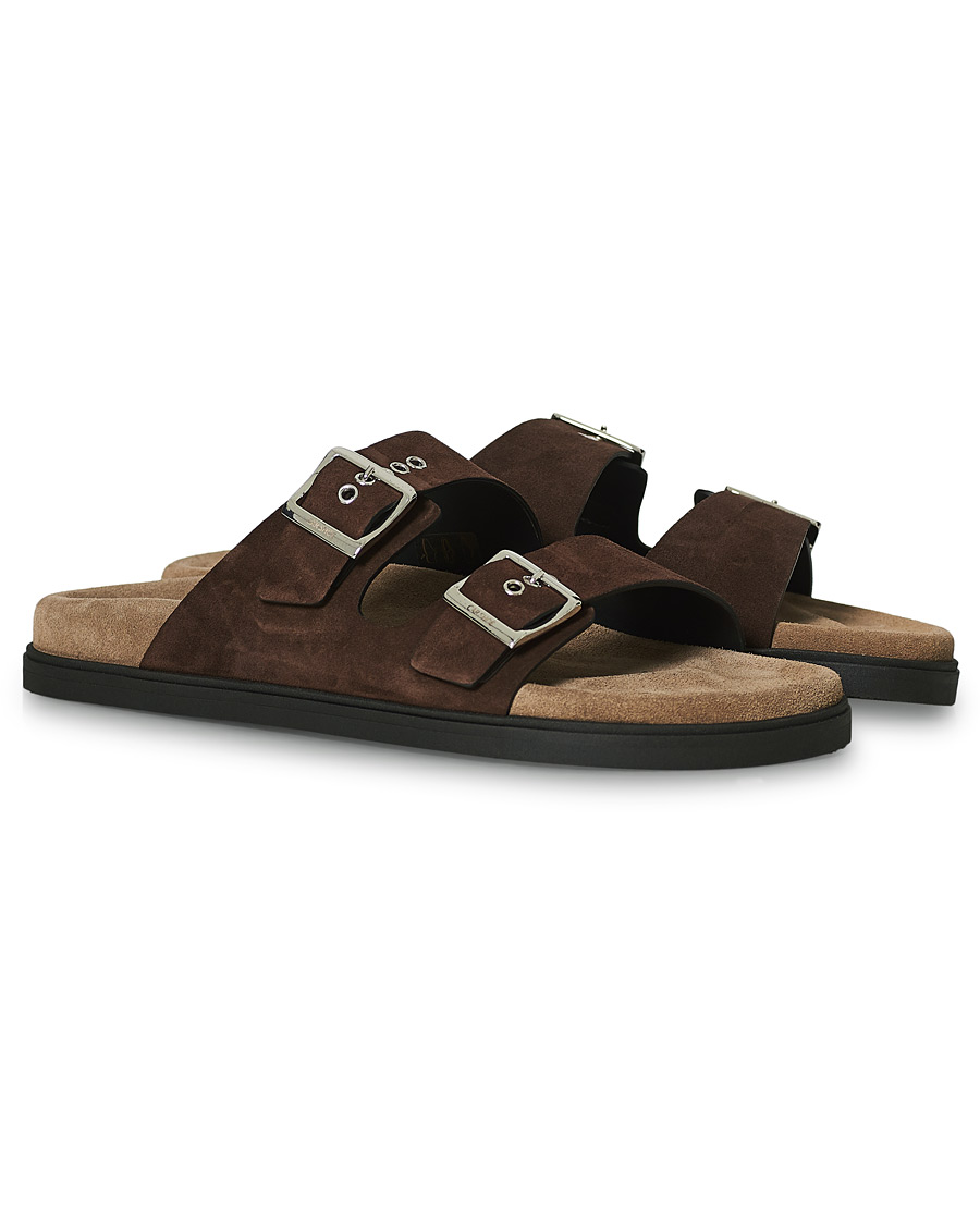 Homme | Car Shoe Sandal Dark Brown Suede | Car Shoe | Sandal Dark Brown Suede