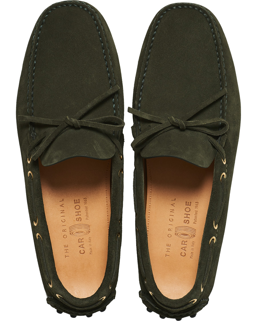 Homme | Car Shoe Driver Moccasin Dark Green Suede | Car Shoe | Driver Moccasin Dark Green Suede
