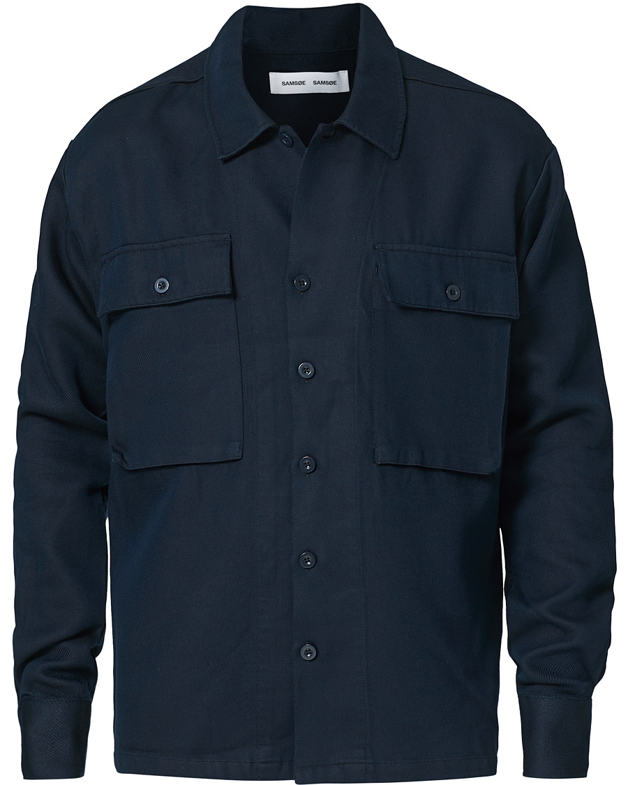 Homme | Chemises | Samsøe Samsøe | Samsøe & Samsøe Vega Cotton/Lyocel Shirt Jacket Sky Captain