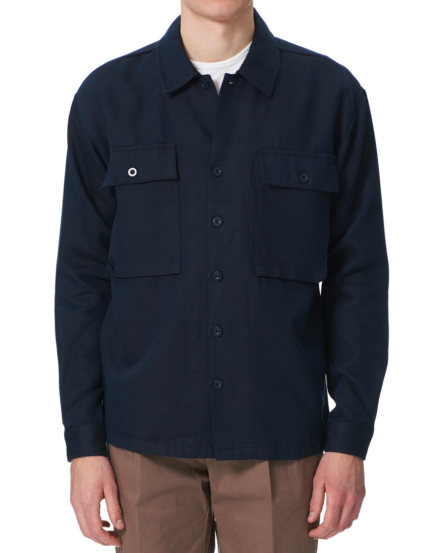 Homme | Chemises | Samsøe Samsøe | Samsøe & Samsøe Vega Cotton/Lyocel Shirt Jacket Sky Captain