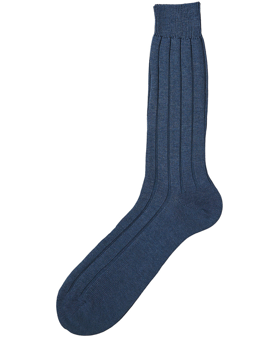 Homme | Sous-Vêtements Et Chaussettes | Bresciani | Wide Ribbed Cotton Socks Denim Melange