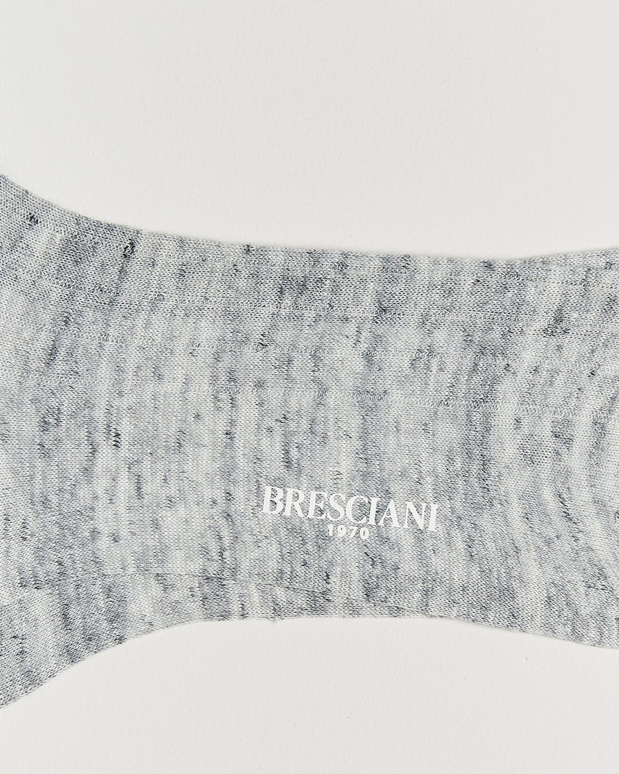 Heren | Ondergoed | Bresciani | Linen Ribbed Short Socks Off White