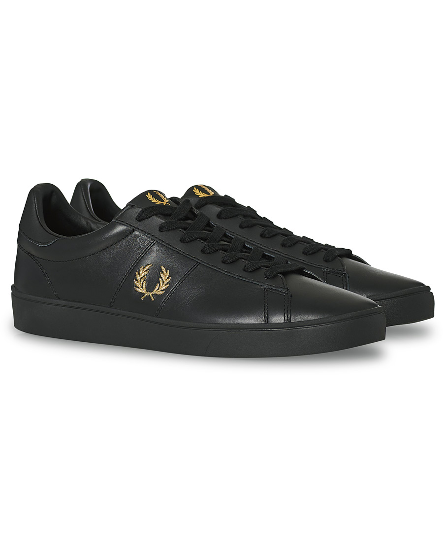 Homme | Fred Perry Spencer Leather Sneaker Black/Gold | Fred Perry | Spencer Leather Sneaker Black/Gold