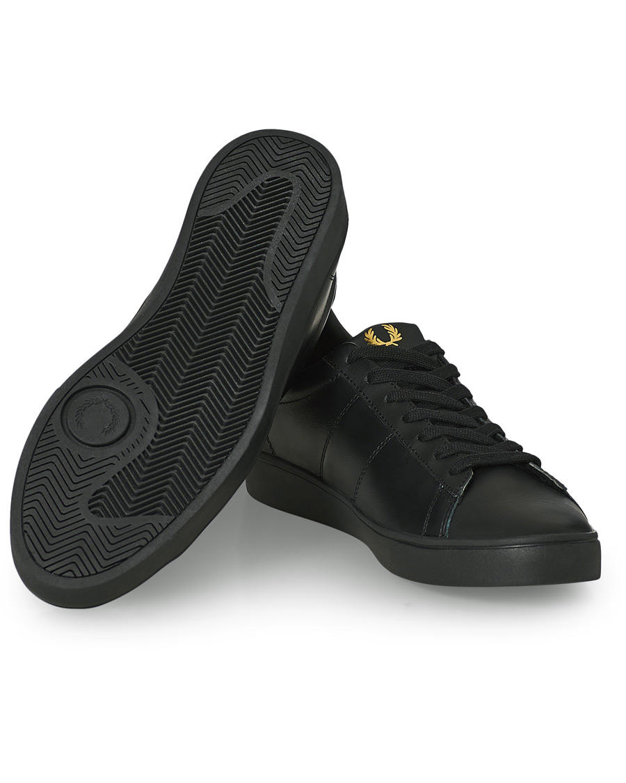 Homme | Fred Perry Spencer Leather Sneaker Black/Gold | Fred Perry | Spencer Leather Sneaker Black/Gold