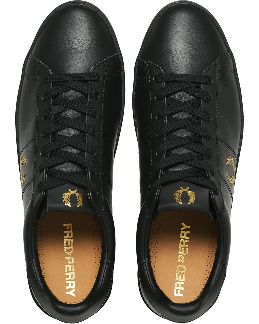 Homme | Fred Perry Spencer Leather Sneaker Black/Gold | Fred Perry | Spencer Leather Sneaker Black/Gold