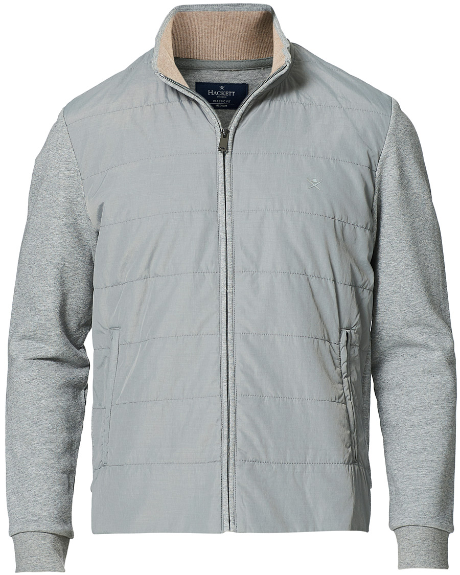 Homme | Pulls Et Tricots | Hackett | Hybird Quilted Zip Sweat Grey Marl