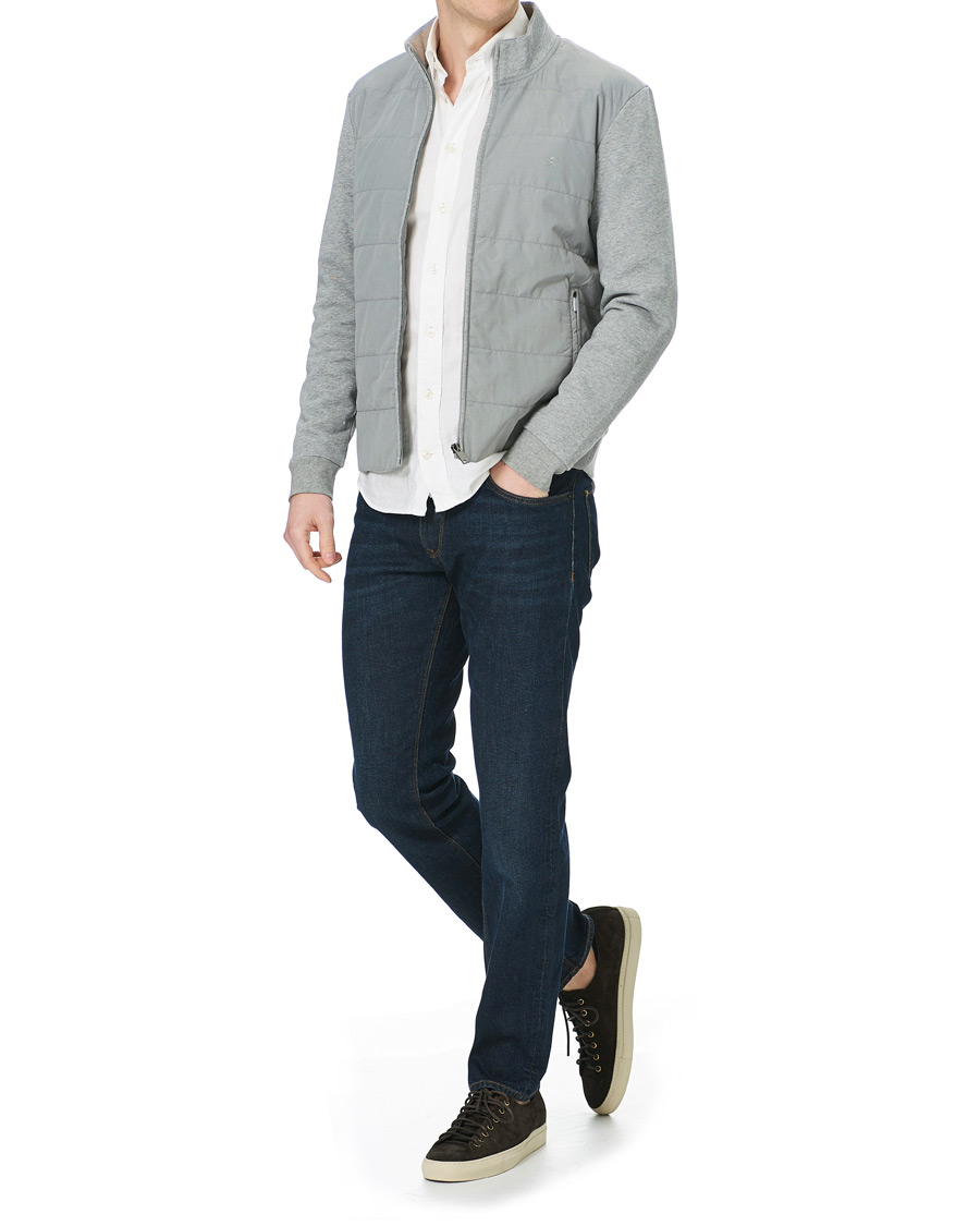Homme | Pulls Et Tricots | Hackett | Hybird Quilted Zip Sweat Grey Marl