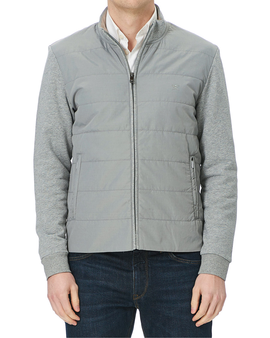 Homme | Pulls Et Tricots | Hackett | Hybird Quilted Zip Sweat Grey Marl