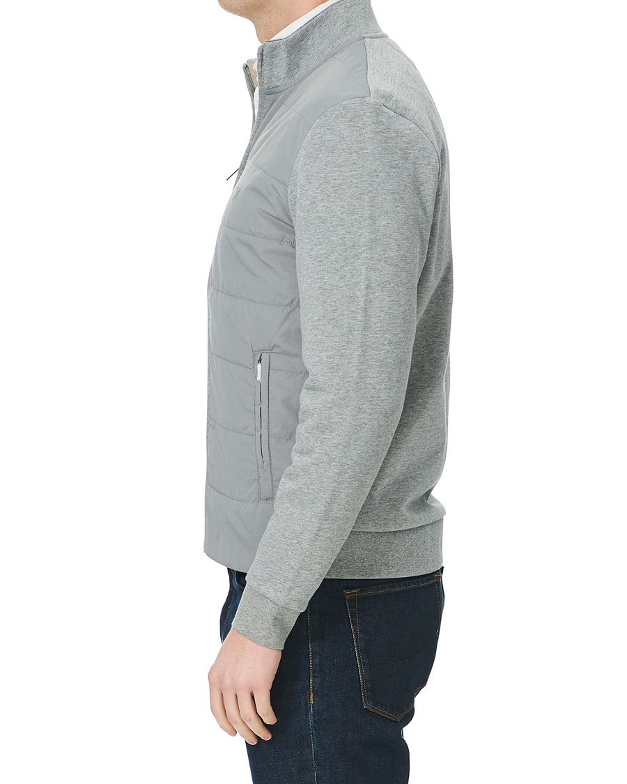 Homme | Pulls Et Tricots | Hackett | Hybird Quilted Zip Sweat Grey Marl