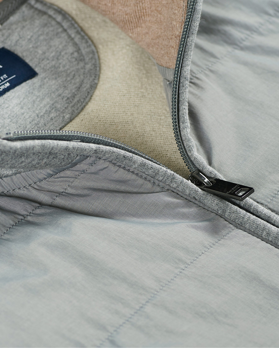Homme | Pulls Et Tricots | Hackett | Hybird Quilted Zip Sweat Grey Marl