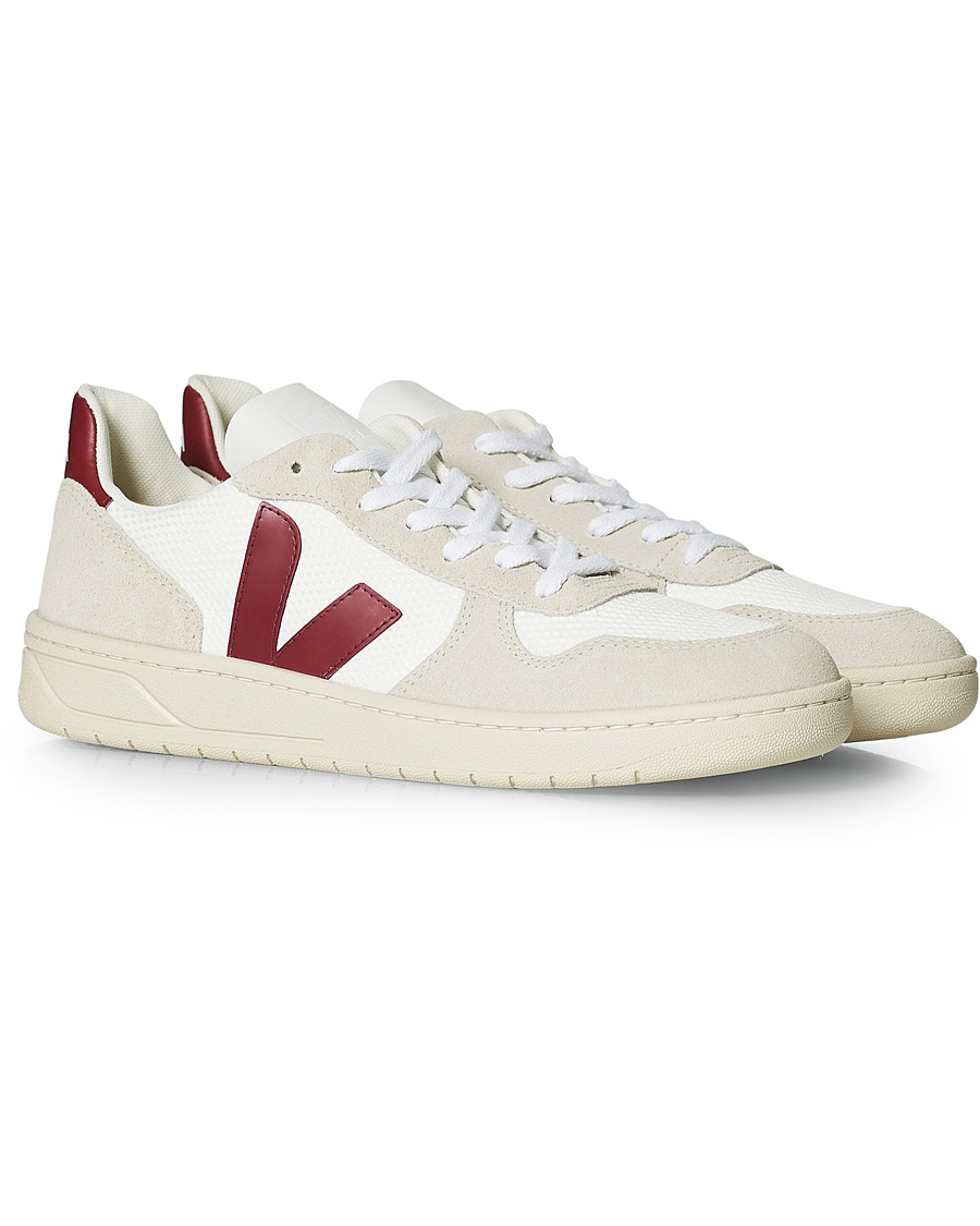Homme | Veja V-10 Mesh Sneaker White/Natural Marsala | Veja | V-10 Mesh Sneaker White/Natural Marsala