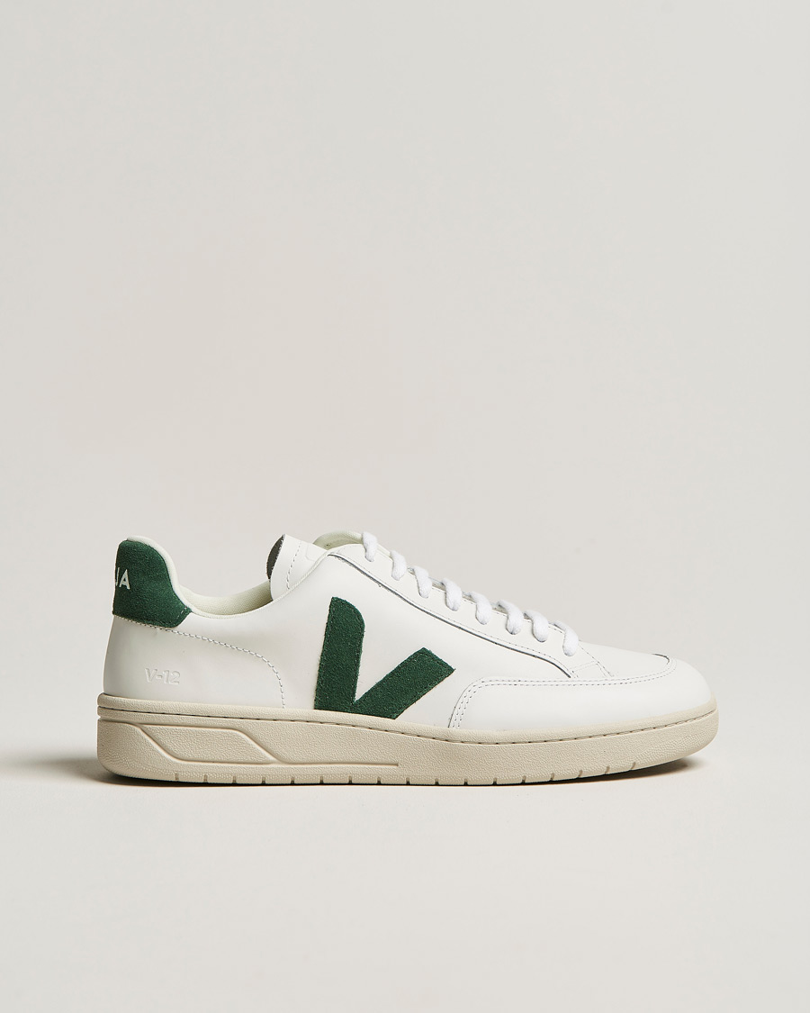 Homme | Veja V-12 Leather Sneaker Extra White/Cyprus | Veja | V-12 Leather Sneaker Extra White/Cyprus