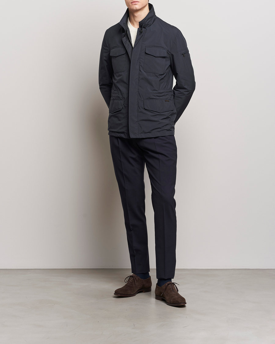 Homme | Manteaux Et Vestes | MooRER | Waterproof Nylon Field Jacket Navy