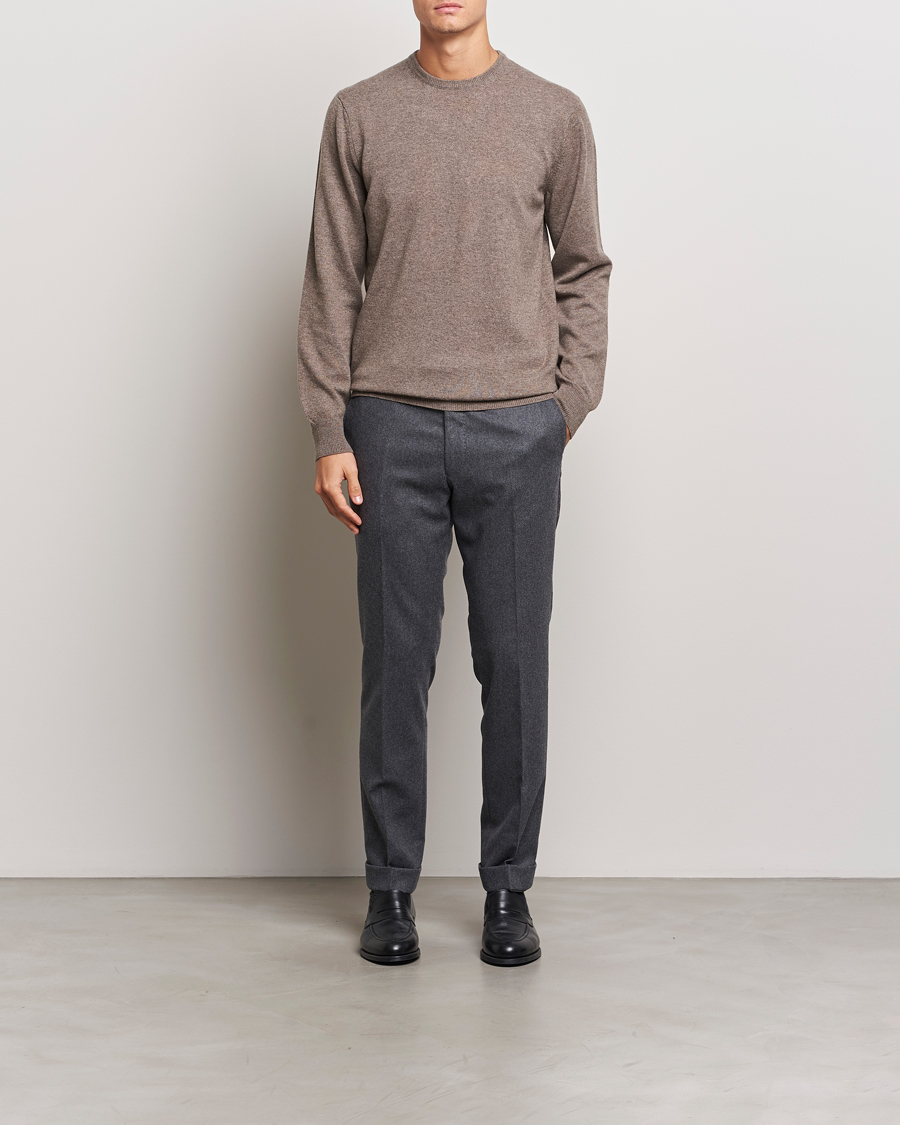 Heren | Truien | Piacenza Cashmere | Cashmere Crew Neck Sweater Brown