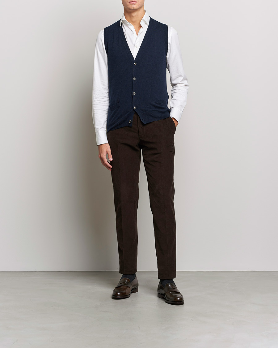 Heren | Truien | Piacenza Cashmere | Cashmere Sleeveless Cardigan Navy