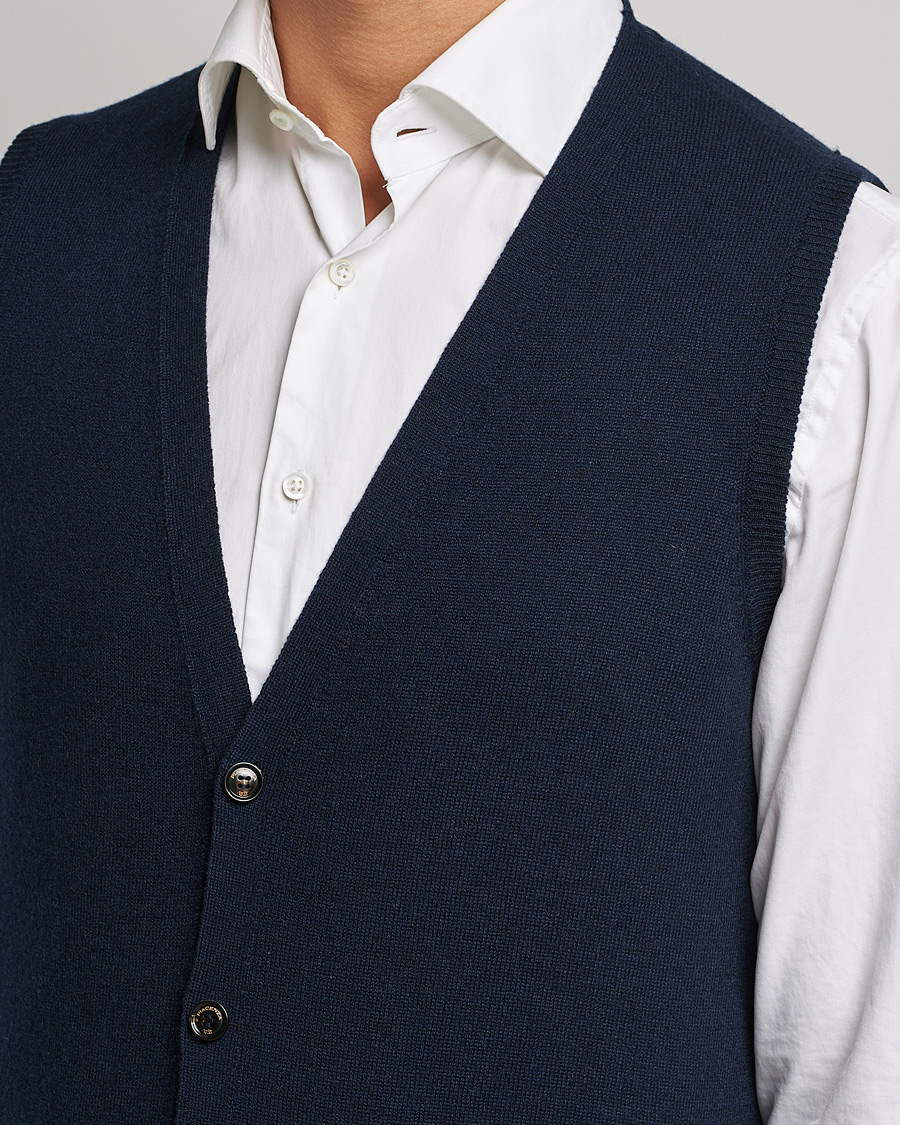 Heren | Truien | Piacenza Cashmere | Cashmere Sleeveless Cardigan Navy