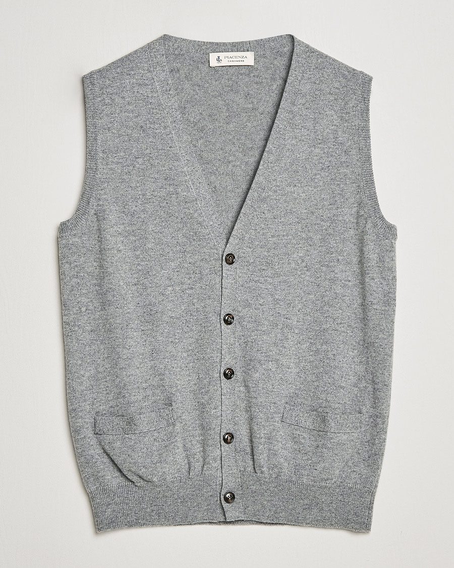 Heren | Truien | Piacenza Cashmere | Cashmere Sleeveless Cardigan Light Grey