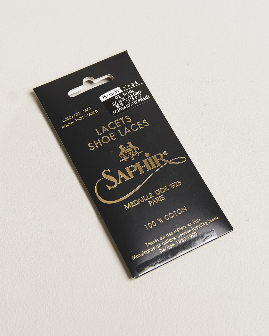 Homme | Saphir Medaille d'Or Shoe Laces Thin Waxed 75cm Black | Saphir Medaille d'Or | Shoe Laces Thin Waxed 75cm Black