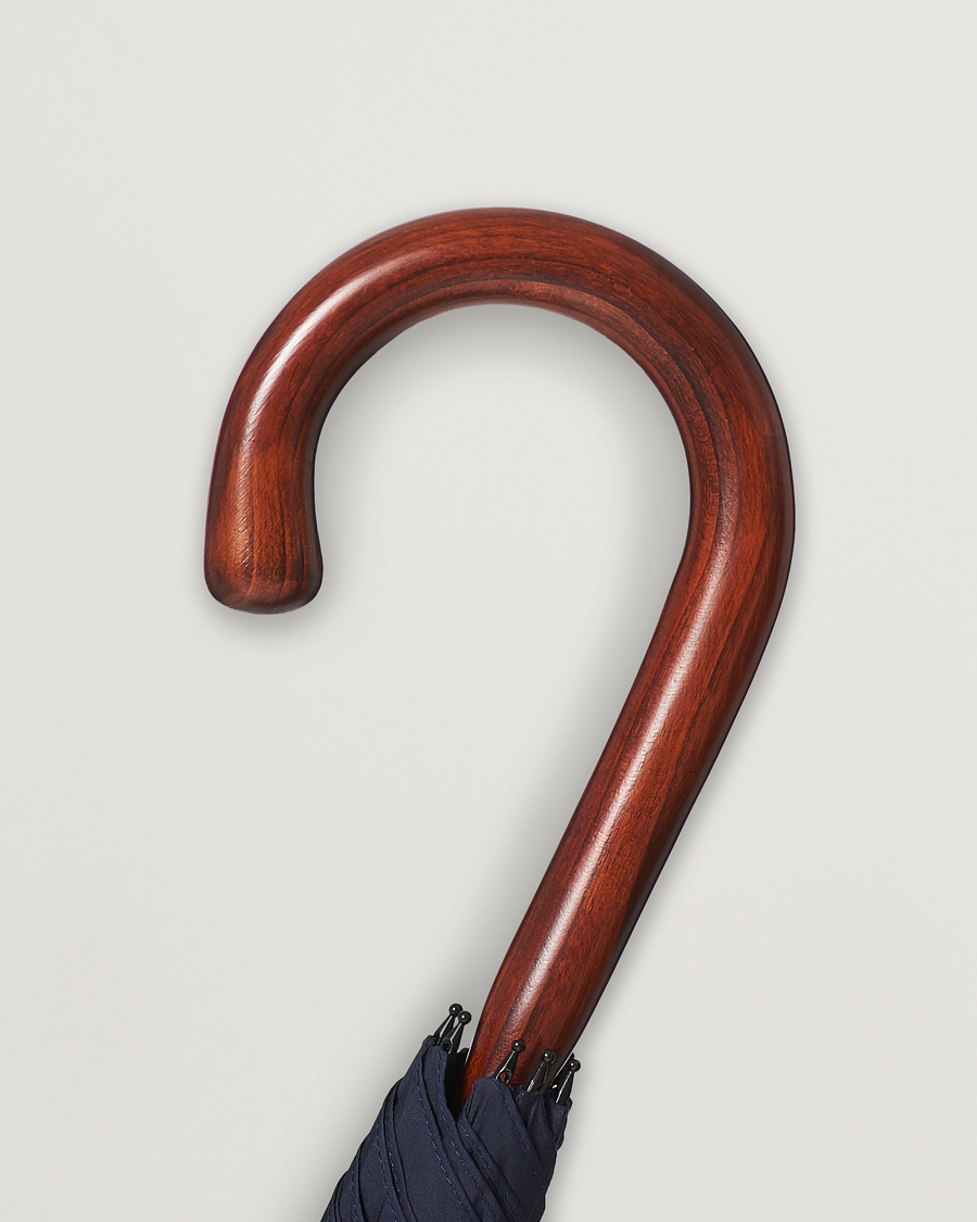 Heren | Paraplu's | Fox Umbrellas | Polished Cherrywood Solid Umbrella Navy