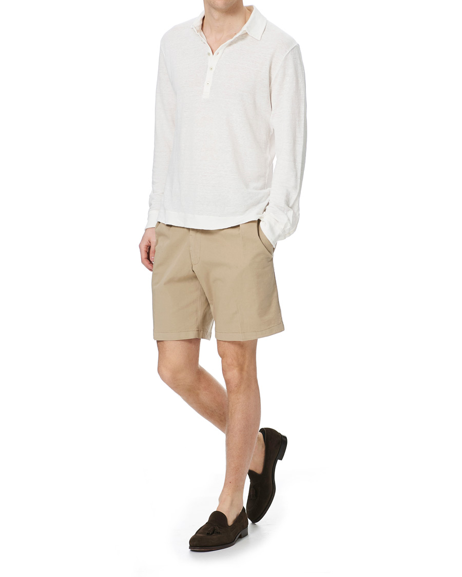 Homme | Shorts | Lardini | Double Pleated Cotton Shorts Beige