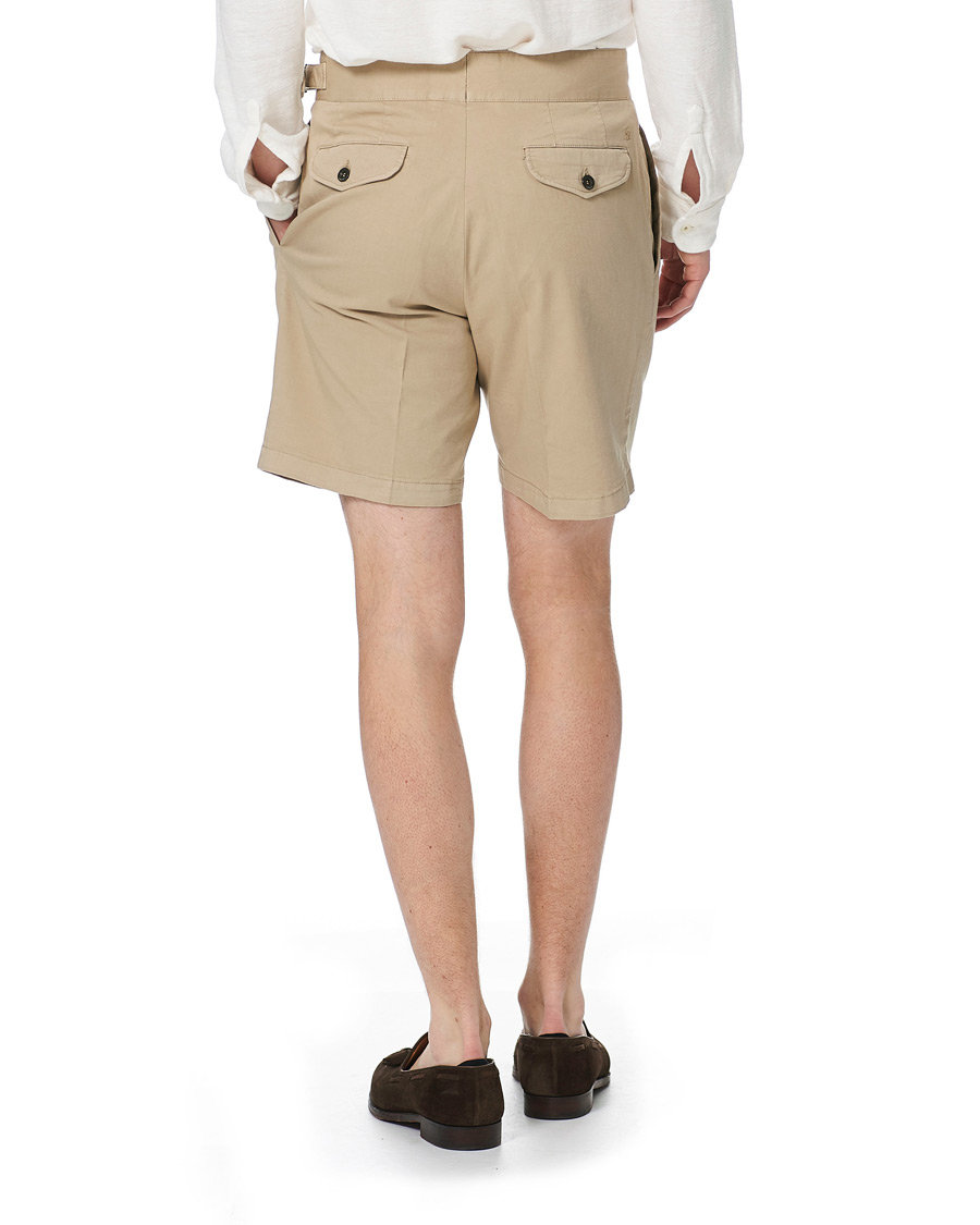 Homme | Shorts | Lardini | Double Pleated Cotton Shorts Beige