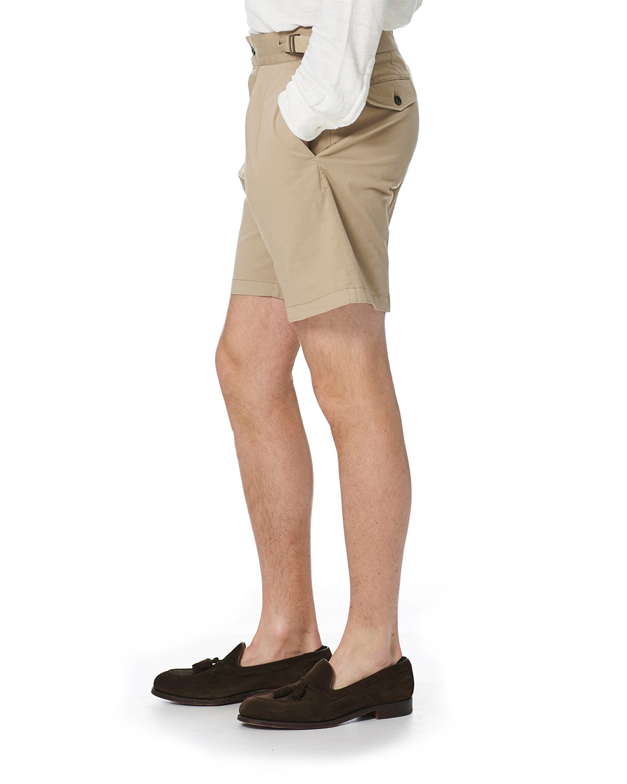 Homme | Shorts | Lardini | Double Pleated Cotton Shorts Beige