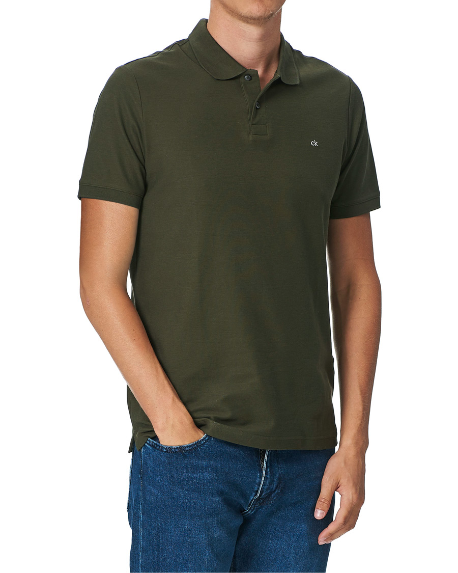 Homme | Polos | Calvin Klein | Slim Fit Refined Polo Dark Olive
