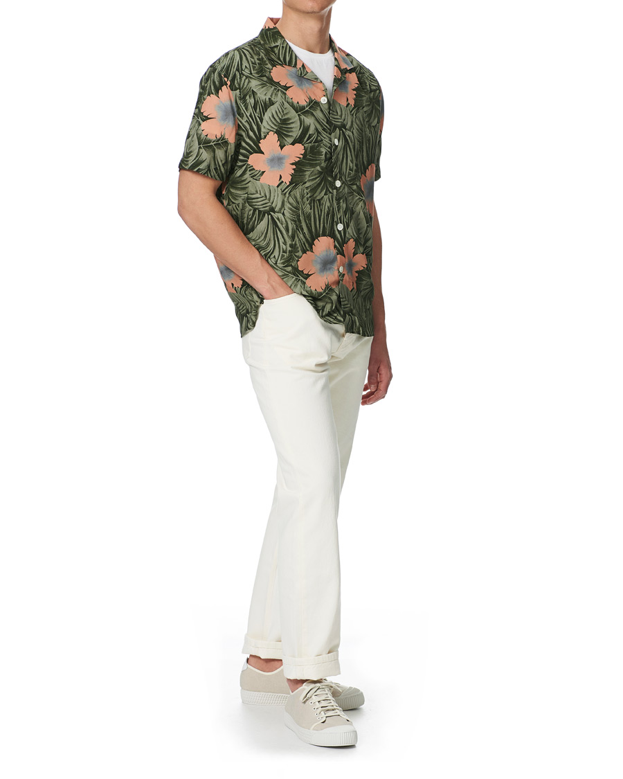 Homme | Chemises | J.Lindeberg | Printed Short Sleeve Camp Collar Shirt Sage