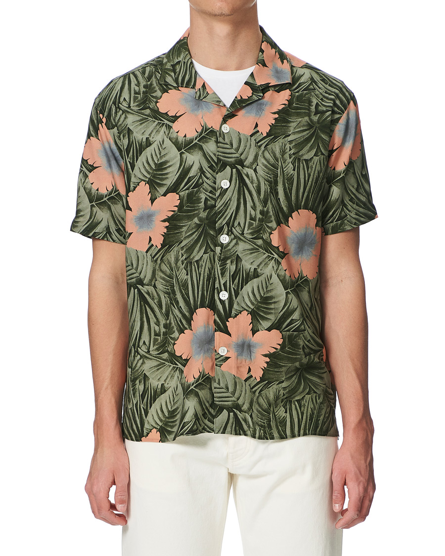 Homme | Chemises | J.Lindeberg | Printed Short Sleeve Camp Collar Shirt Sage