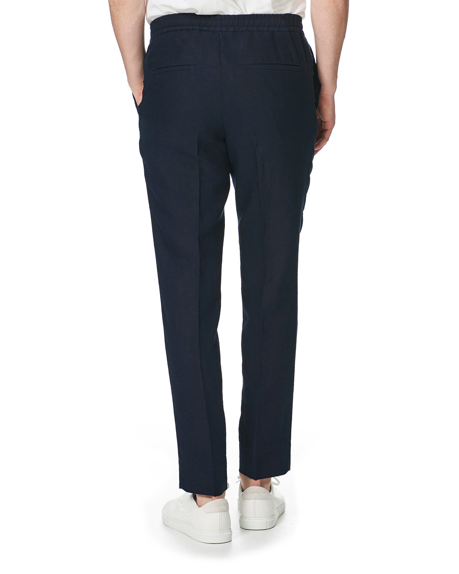 Heren | Broeken | J.Lindeberg | Sasha Linen Drawstring Trousers Navy