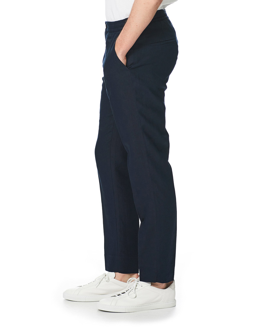 Heren | Broeken | J.Lindeberg | Sasha Linen Drawstring Trousers Navy