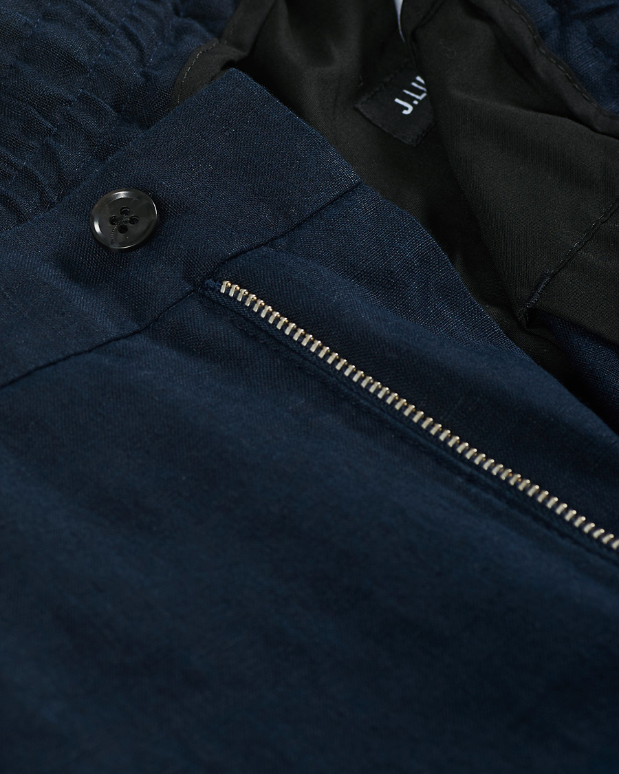 Heren | Broeken | J.Lindeberg | Sasha Linen Drawstring Trousers Navy