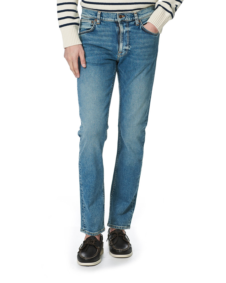 Homme | Jeans | Nudie Jeans | Lean Dean Loving Twill Stretch Jeans Light Blue