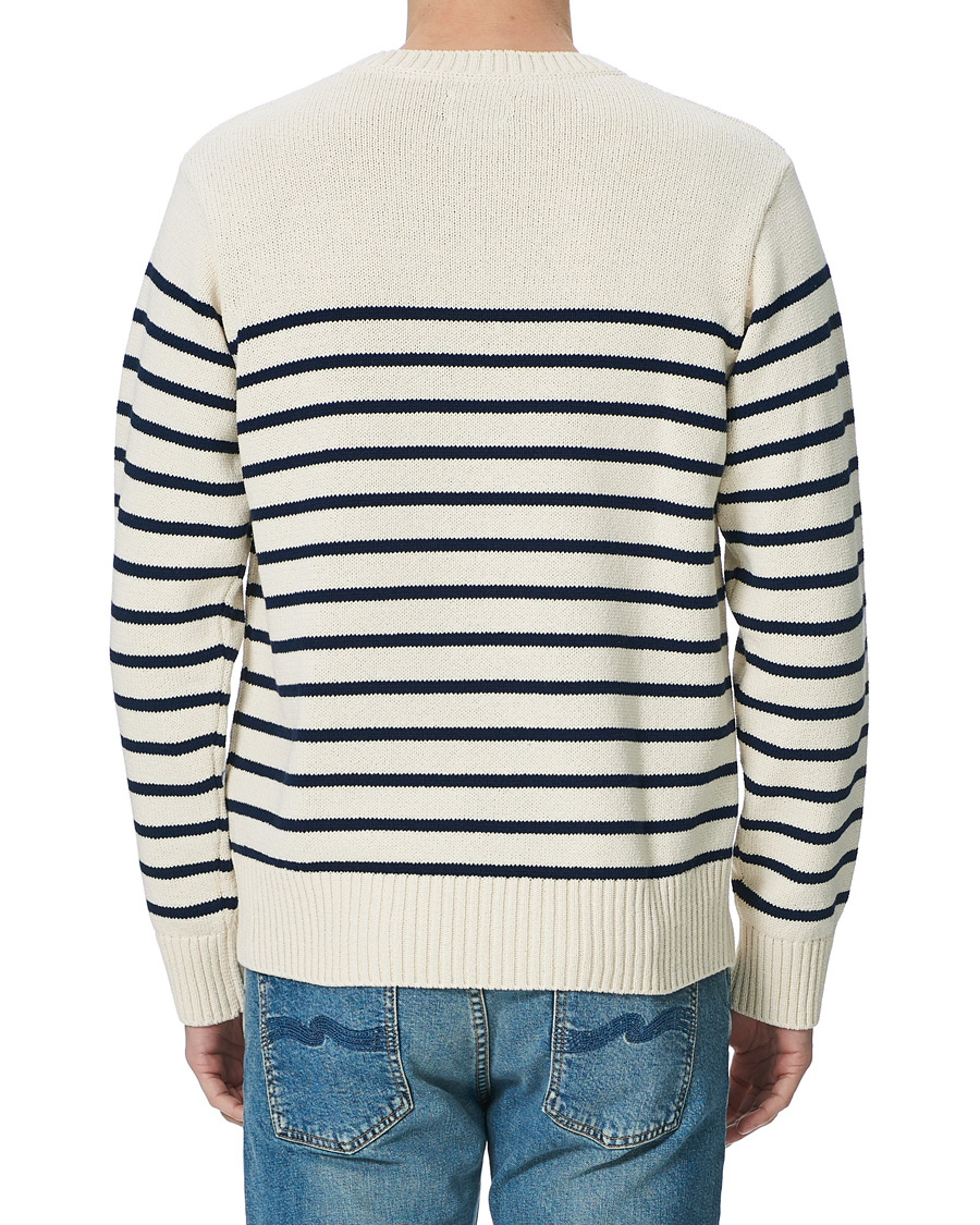 Homme | Pulls Et Tricots | Nudie Jeans | Hamus Recycled Stripe Crew Neck Off White/Navy