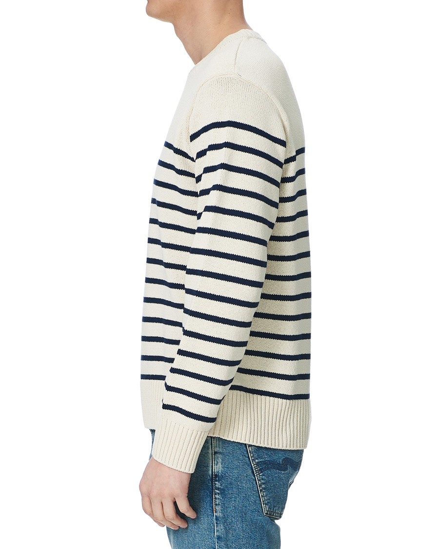 Homme | Pulls Et Tricots | Nudie Jeans | Hamus Recycled Stripe Crew Neck Off White/Navy