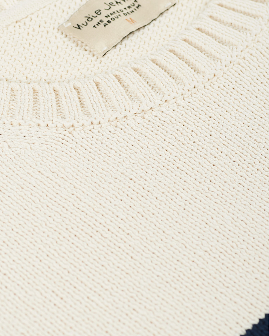 Homme | Pulls Et Tricots | Nudie Jeans | Hamus Recycled Stripe Crew Neck Off White/Navy