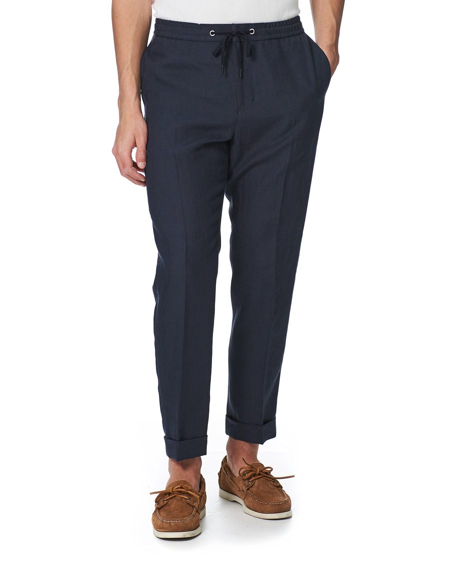 Homme | Pantalons | Tiger of Sweden | Travin Drawstring Linen Trousers Light Ink