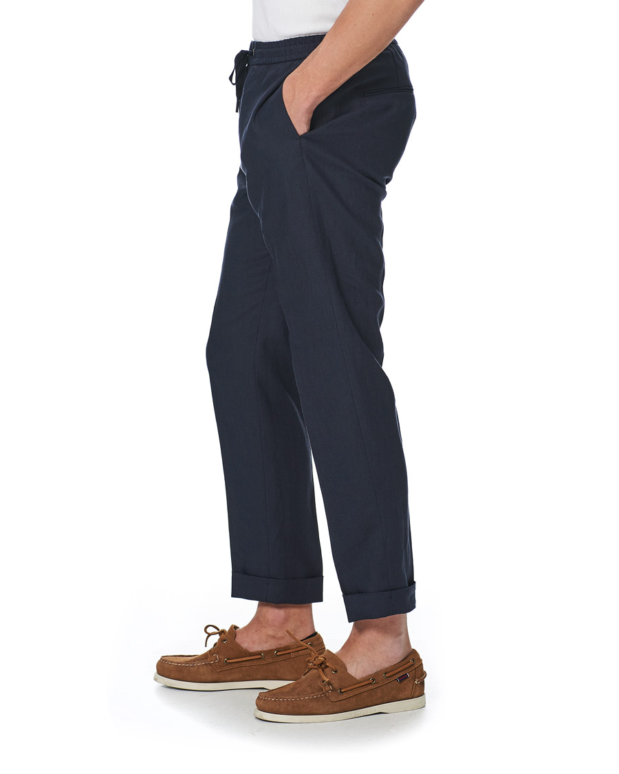 Homme | Pantalons | Tiger of Sweden | Travin Drawstring Linen Trousers Light Ink